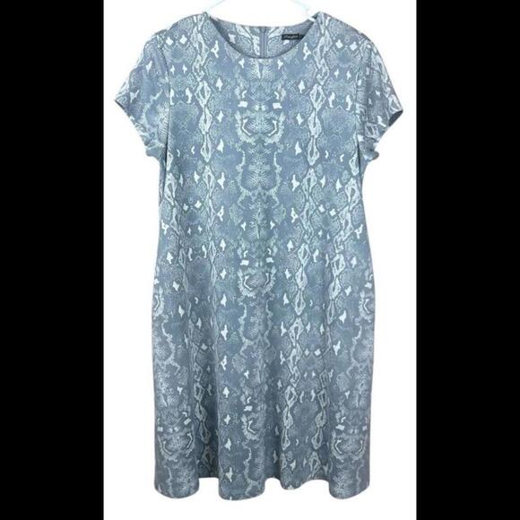 J. McLaughlin Naja Faux‎ Suede Mini Shift Dress Womens Size Large Snake Print - Picture 1 of 6